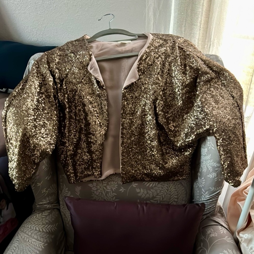 Rose Gold Sequin Cropped Jacket